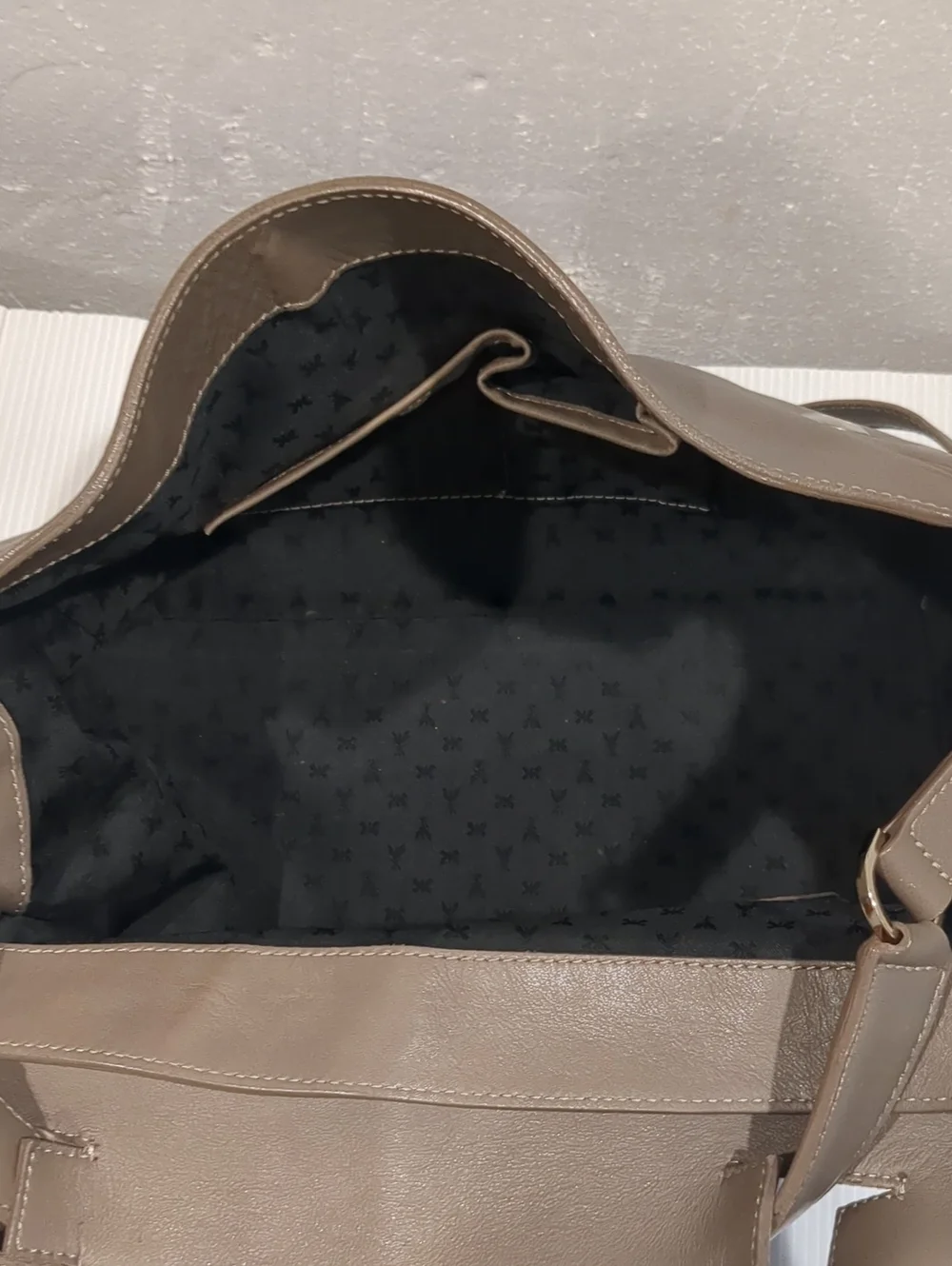 Patrizia Pepe Taupe Leather Minimalist Satchel Crossbody